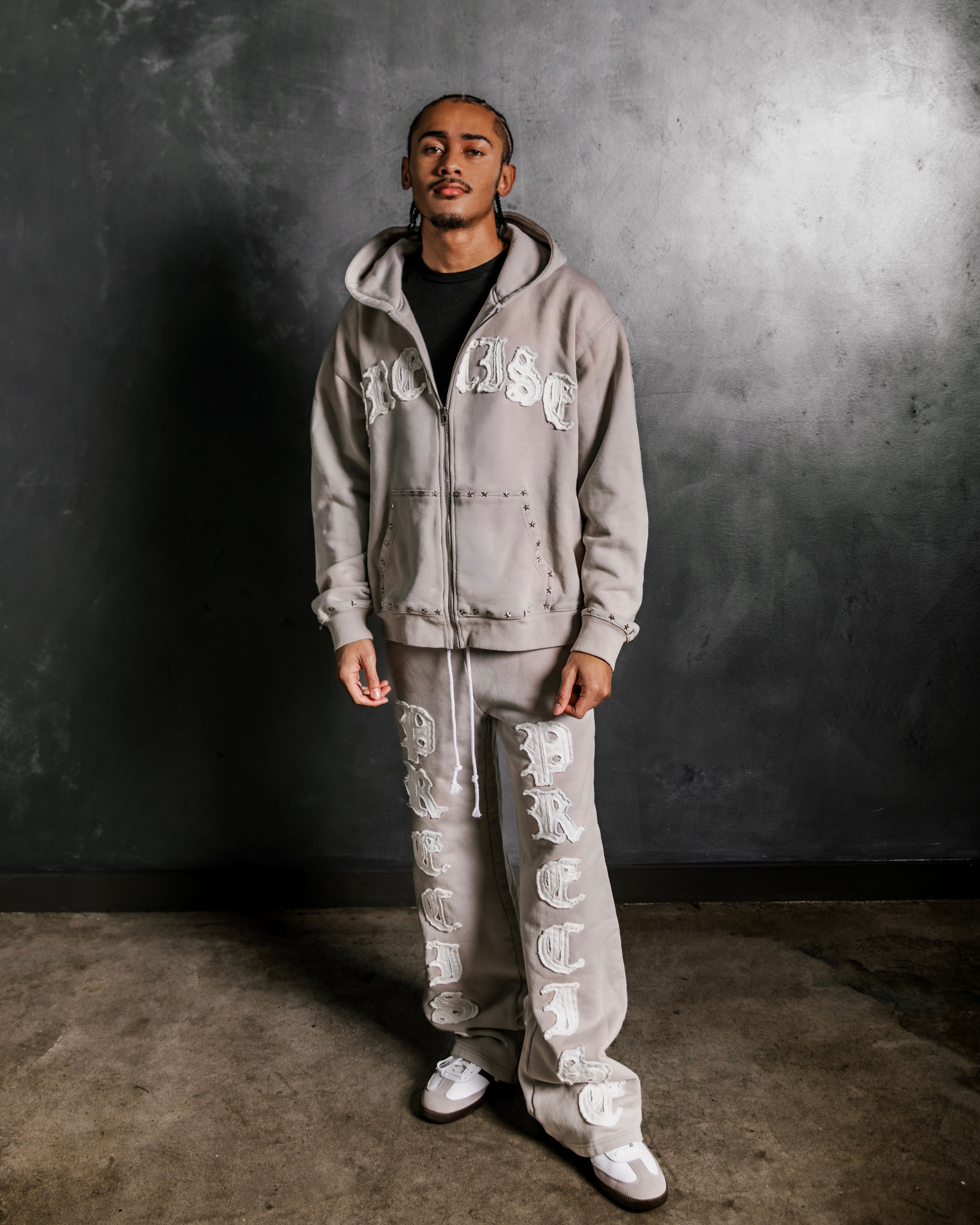 Grey Fade Logo Essential Hoodie – Precise x Co.
